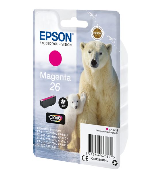 Epson 26 C13T26134012 originale Druckerpatronen Magenta 4,5 ml f&uuml;r 16,99 Euro