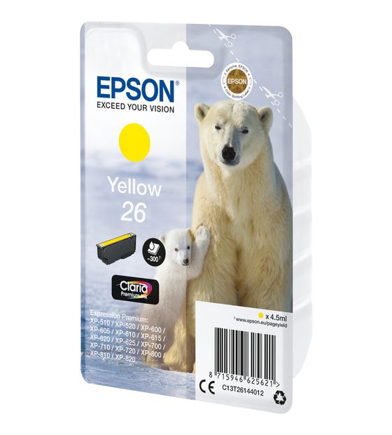 Epson 26 C13T26144012 originale Druckerpatronen Gelb 4,5 ml f&uuml;r 16,99 Euro