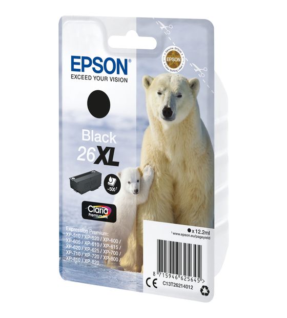 Epson 26XL C13T26214012 originale Druckerpatronen Schwarz 12,2 ml 500 Seiten f&uuml;r 29,99 Euro