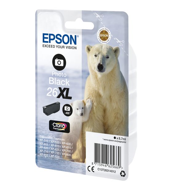 Epson 26XL C13T26314012 originale Druckerpatronen Foto schwarz 8,7 ml 400 Seiten f&uuml;r 27,49 Euro