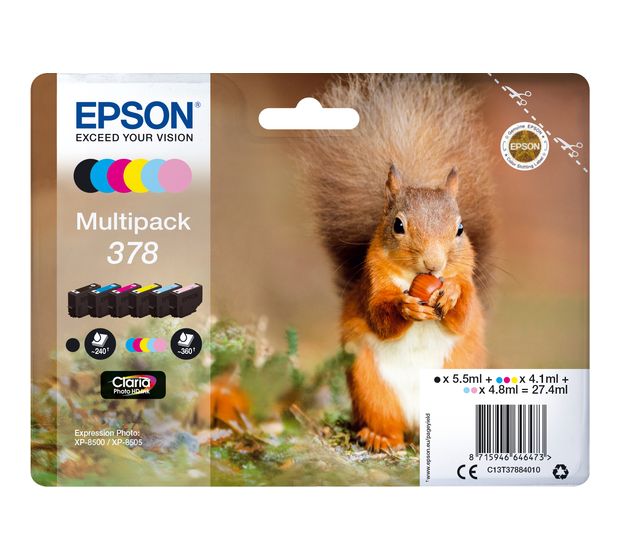 Epson 378 C13T37884010 originale Druckerpatronen Schwarz, Cyan, Helle Cyan, Magenta, Helle Magenta, Gelb 5,5 ml 4,1 ml f&uuml;r 80,99 Euro