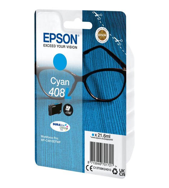 Epson 408L C13T09K24010 originale Druckerpatronen Cyan 21,6 ml f&uuml;r 62,99 Euro