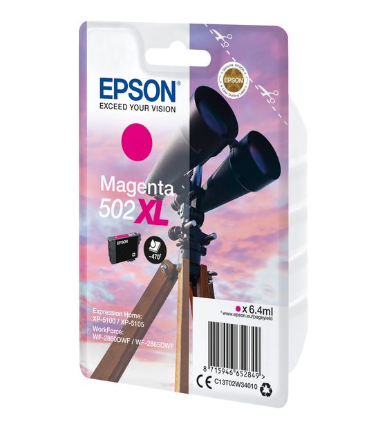Epson 502XL C13T02W34010 originale Druckerpatronen Magenta 6,4 ml f&uuml;r 22,99 Euro