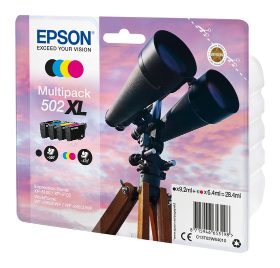 Epson 502XL C13T02W64010 originale Druckerpatronen Schwarz, Cyan, Magenta, Gelb 9,2 ml 6,4 ml 550 Seiten f&uuml;r 93,49 Euro