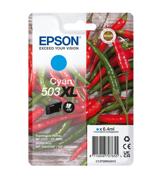 Epson 503XL C13T09R24010 originale Druckerpatronen Cyan 6,4 ml f&uuml;r 26,49 Euro