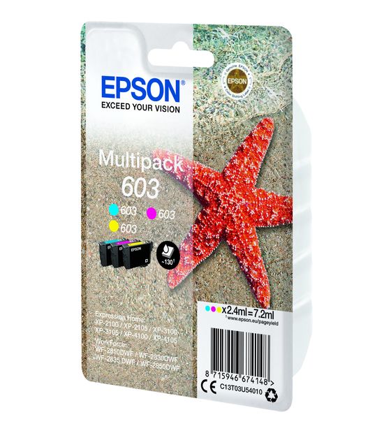Epson 603 C13T03U54010 originale Druckerpatronen Cyan, Magenta, Gelb 2,4 ml f&uuml;r 30,49 Euro
