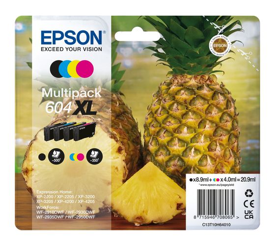 Epson 604XL C13T10H64010 originale Druckerpatronen Schwarz, Cyan, Magenta, Gelb 8,9 ml 4 ml 500 Seiten f&uuml;r 95,99 Euro