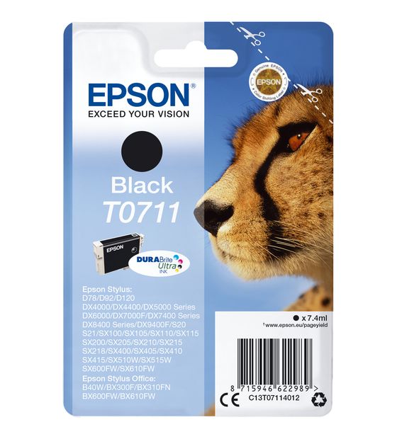 Epson T0711 C13T07114012 originale Druckerpatronen Schwarz 7,4 ml f&uuml;r 15,99 Euro