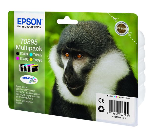 Epson T0895 C13T08954010 originale Druckerpatronen Schwarz, Cyan, Magenta, Gelb 5,8 ml 3,5 ml f&uuml;r 36,99 Euro