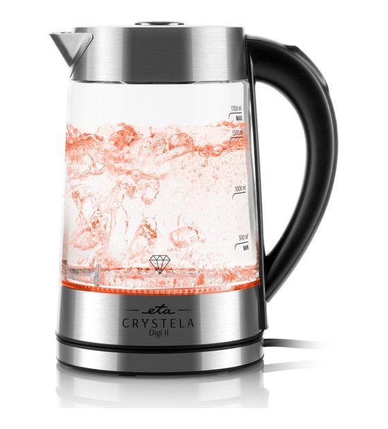 Eta Crystela Digi II 1,7 l Wasserkocher 2200 W (Edelstahl, Transparent) f&uuml;r 45,99 Euro