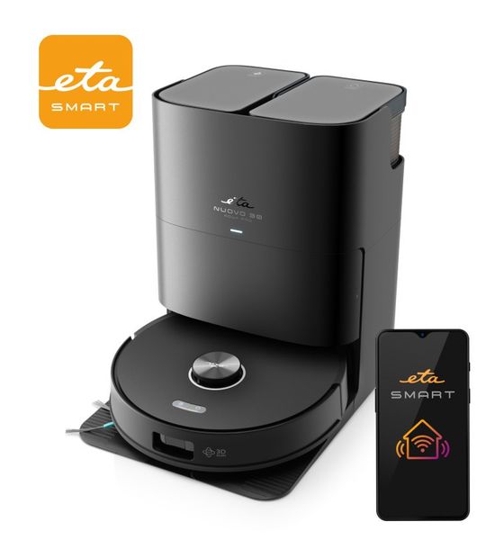 Eta Nuovo30 Aqua Pro Saugroboter nass/trocken bis 200 min Laufzeit 20000 Pa  (Schwarz) f&uuml;r 449,99 Euro