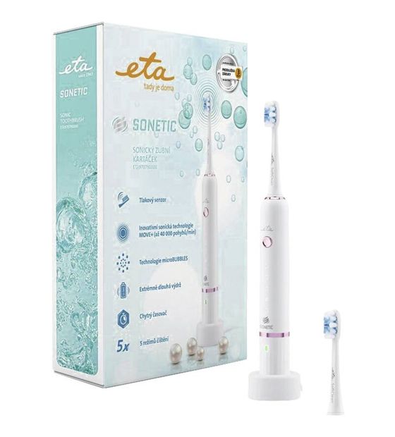 Eta Sonetic Schall-Zahnbürste für Erwachsene 40000 Bewegungen pro Minute  (Weiß) f&uuml;r 82,49 Euro