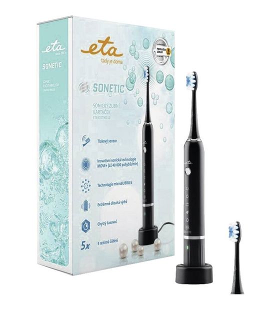 Eta Sonetic Schall-Zahnbürste für Erwachsene 40000 Bewegungen pro Minute  (Schwarz) f&uuml;r 82,49 Euro