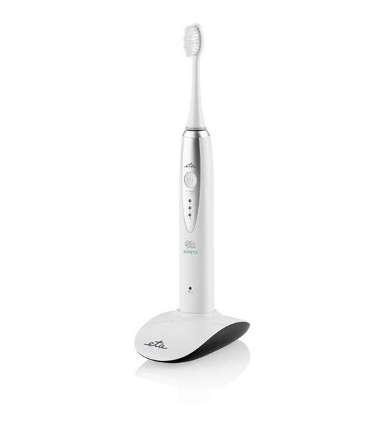 Eta Sonetic Basic Schall-Zahnbürste 31000 Bewegungen pro Minute  (Edelstahl, Weiß) f&uuml;r 44,99 Euro