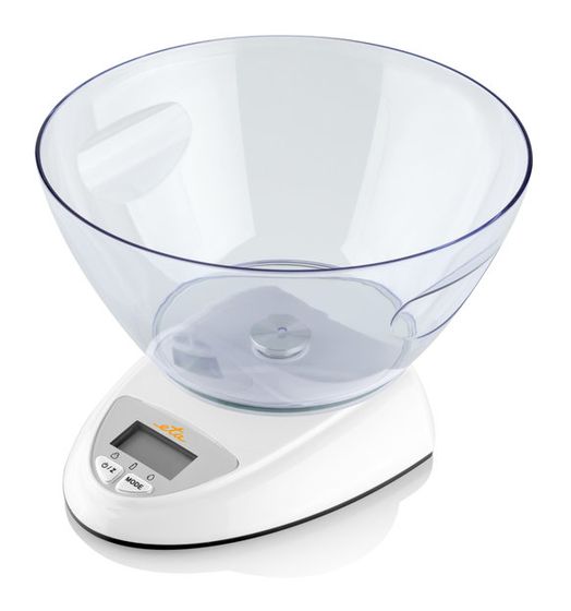 Eta Zori Elektronische Küchenwaage bis 5 kg Genauigkeit 1 g  (Silber, Weiß) f&uuml;r 19,99 Euro