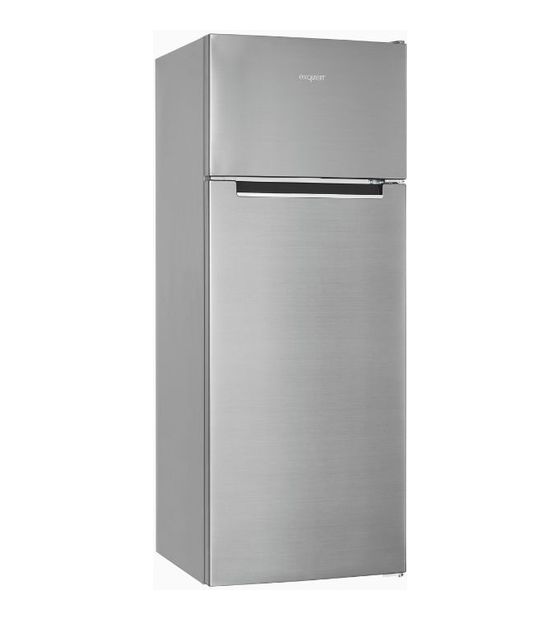 Exquisit KGC270-45-040D 169 l / 37 l Kühl-Gefrierkombi freistehend 137 kWh Jahr  (Edelstahl) f&uuml;r 358,00 Euro
