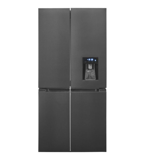 Exquisit MD430-100-WS-202E Side-by-Side Kühl-/ Gefrierkombination 284 l / 148 l 283 kWh NoFrost 1830 mm x 836 mm  (Schwarz, Edelstahl) f&uuml;r 858,00 Euro