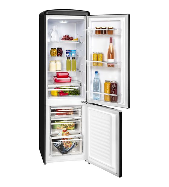 Exquisit RKGC250-70-H-160E 181 l / 63 l Kühl-Gefrierkombi freistehend 201,85 kWh Jahr  (Schwarz) f&uuml;r 519,00 Euro