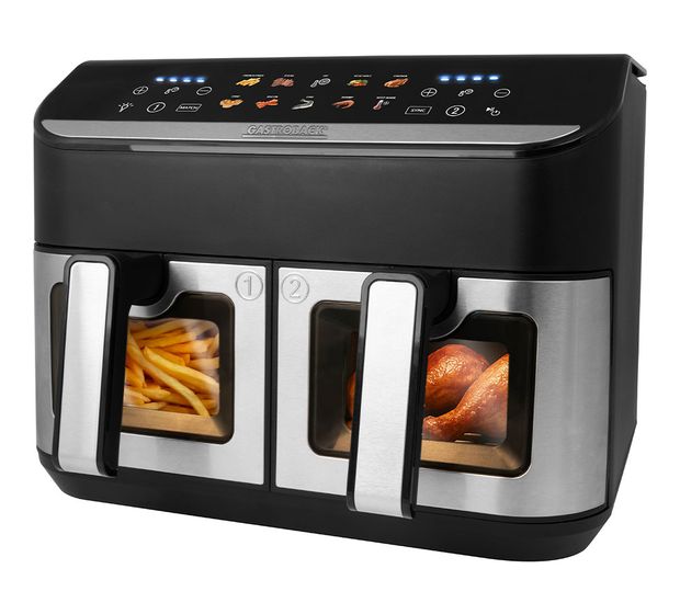Gastroback 42586 Duo Family Doppel Heißluftfritteuse 9 l 2900 W  (Schwarz, Edelstahl) f&uuml;r 131,99 Euro