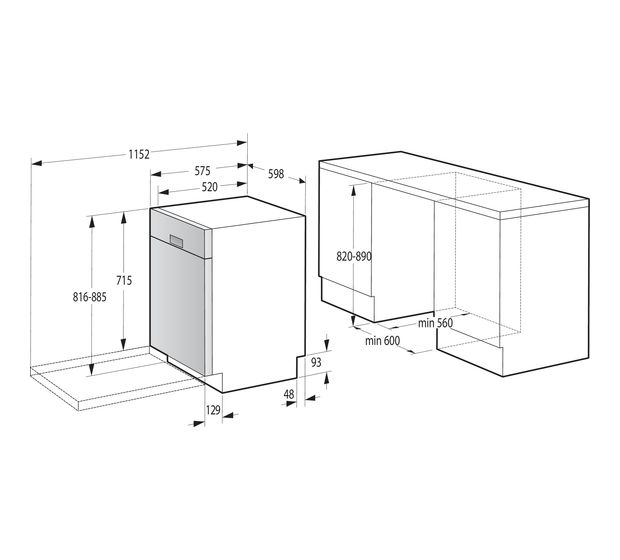 Gorenje GU642C90X 60 cm Geschirrspüler unterbaufähig Leise 14 Maßgedecke aquaStop Funktion Auto Open f&uuml;r 389,00 Euro