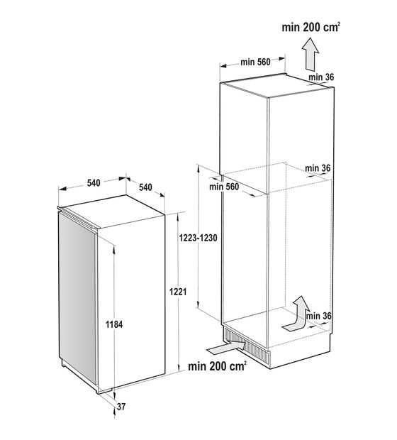 Gorenje RBI512D22 163 l Einbaukühlschrank EEK: D 118 kWh Jahr f&uuml;r 444,00 Euro