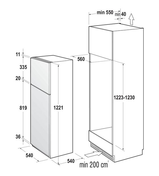 Gorenje RFI512E21 135 l / 35 l Einbau Kühl-/Gefrierkombination 175 kWh f&uuml;r 384,00 Euro