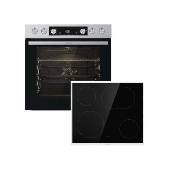 Gorenje Steel Set EX (BCS6737E12X + ECD634X) Herdset maxi AutoClean AquaClean mit 60 cm Glaskeramik Kochfeld f&uuml;r 549,00 Euro