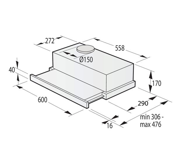 Gorenje TH62E3X Abluft/Umluft Dunstabzugshaube/Esse Einbau 60 cm (Edelstahl) f&uuml;r 108,99 Euro