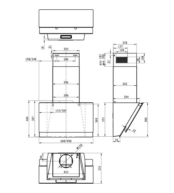 Gorenje W6TB Abluft/Umluft Dunstabzugshaube/Esse Wand 60 cm (Schwarz) f&uuml;r 218,99 Euro