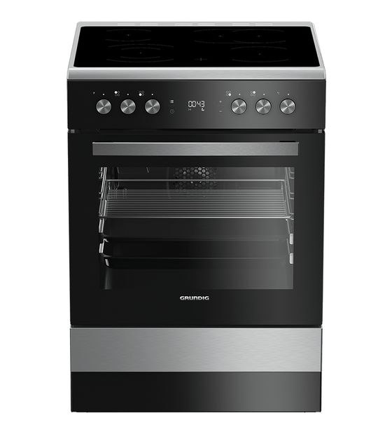 Grundig GFBM23420XC Freistehender Herd Elektro groß Zweikreisgrill mit Glaskeramik Kochfeld f&uuml;r 993,00 Euro