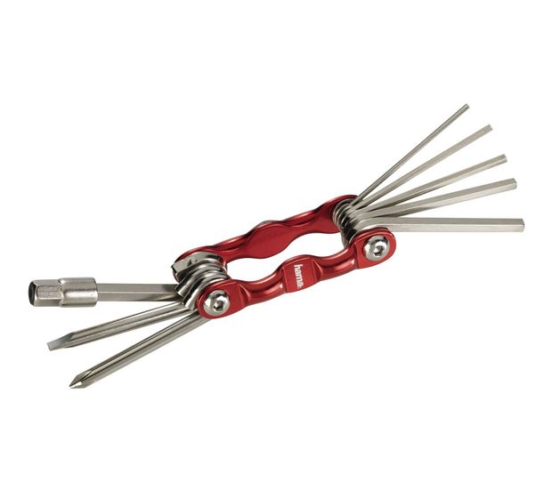 Hama 00178128 Fahrrad-Mini-Faltwerkzeug 9-teilig Metallisch,Rot f&uuml;r 9,99 Euro