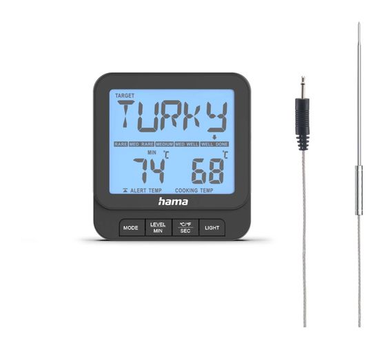 Hama 002946 Fleischthermometer digital für Grill Backofen und Kochen großes Display  (Schwarz) f&uuml;r 24,99 Euro