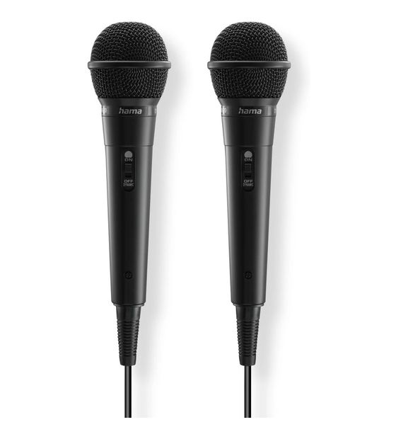 Hama 046002 Karaoke 2er-Set kabelgebunden Karaoke-Mikrofon 3,5 mm (1/8")  (Schwarz) f&uuml;r 29,99 Euro
