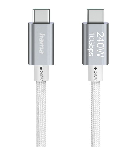 Hama 125147 Full-Featured 10 Gbit/s Stecker USB C auf USB C bis 240 W 1,5 m  (Weiß) f&uuml;r 25,99 Euro