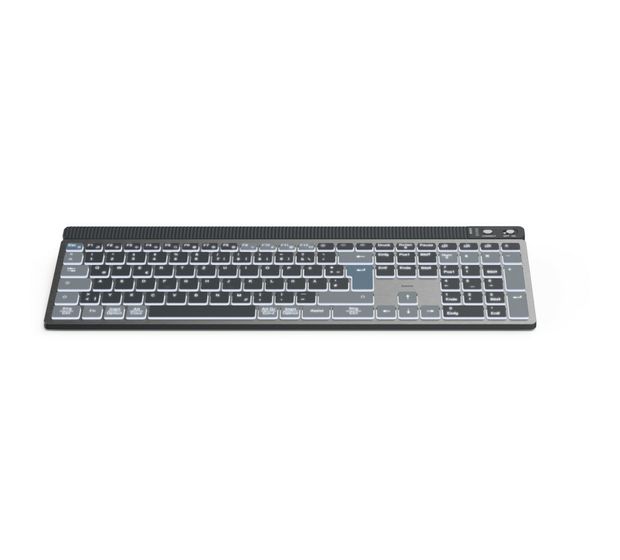 Hama 173068 WK-750 LED Heimbüro Tastatur Bluetooth 2.4 GHz (Anthrazit, Schwarz, Blau) f&uuml;r 69,99 Euro