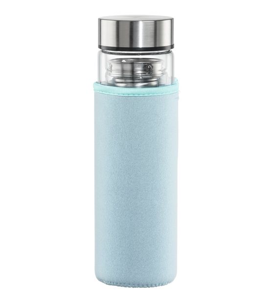 Hama 181598 Trinkflasche 0,45l Borosilikatglas, Silikon  (Blau, Transparent) f&uuml;r 19,99 Euro