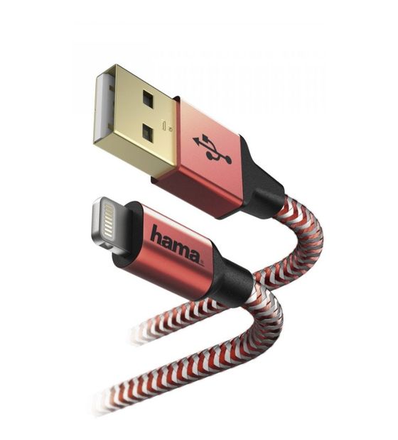 Hama 183310 Reflective Lightning auf USB C Männlich 1,5 m  (Rot) f&uuml;r 23,09 Euro