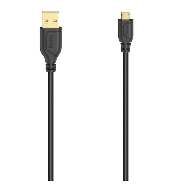Hama 200610 Flexi-Slim 0,48 Gbit/s Stecker Micro-USB A auf USB A 0,75 m  (Schwarz) f&uuml;r 9,99 Euro