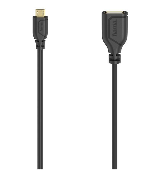 Hama 200613 Flexi-Slim 0,48 Gbit/s Stecker Micro-USB A auf USB A Buchse 0,15 m  (Schwarz) f&uuml;r 9,99 Euro