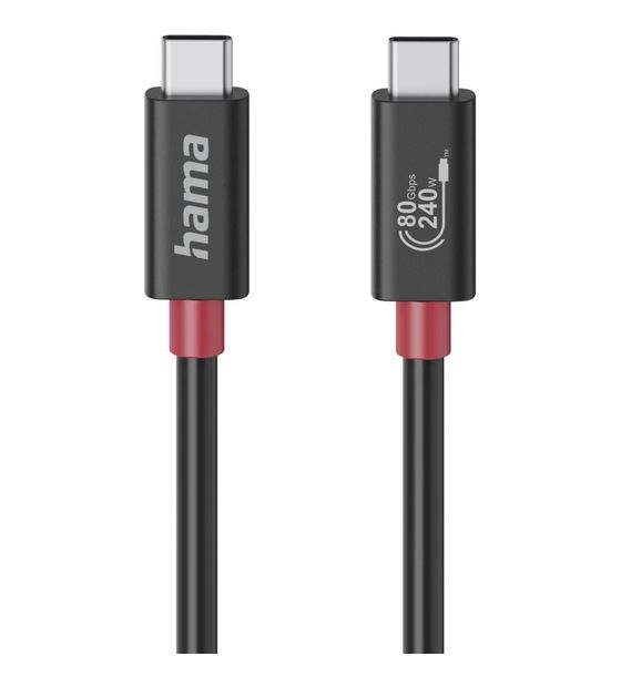 Hama 200799 80000 Gbit/s Stecker Rundkabel USB C auf USB C bis 240 W 1 m  (Schwarz) f&uuml;r 27,49 Euro