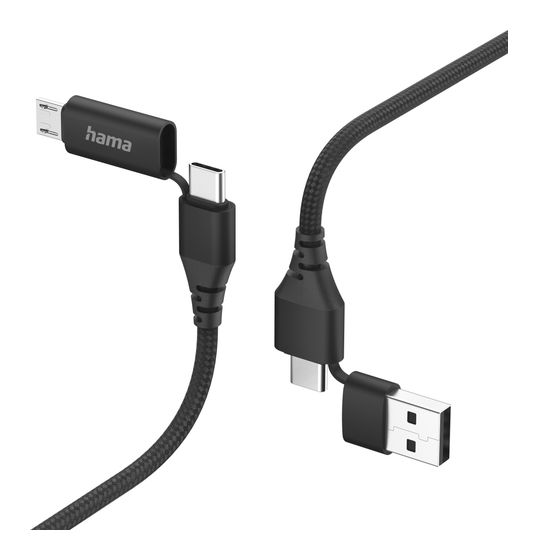 Hama 201537 0,48 Gbit/s Stecker USB A/USB C auf USB C/Micro-USB B 1,5 m  (Schwarz) f&uuml;r 19,99 Euro