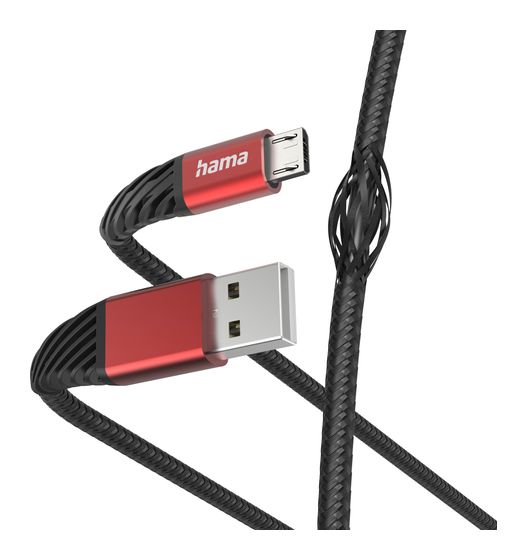Hama 201539 Extreme 0,48 Gbit/s Stecker USB A auf Micro-USB B 1,5 m  (Schwarz, Rot) f&uuml;r 19,99 Euro