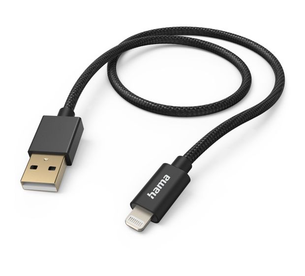 Hama 201544 Fabric Lightning auf USB A Männlich 1,5 m  (Schwarz) f&uuml;r 16,09 Euro