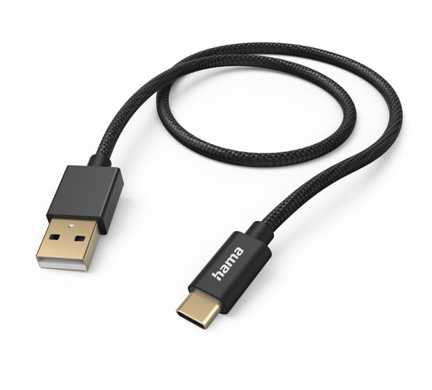 Hama 201545 Fabric 0,48 Gbit/s USB A auf USB C Männlich 1,5 m  (Schwarz) f&uuml;r 16,99 Euro