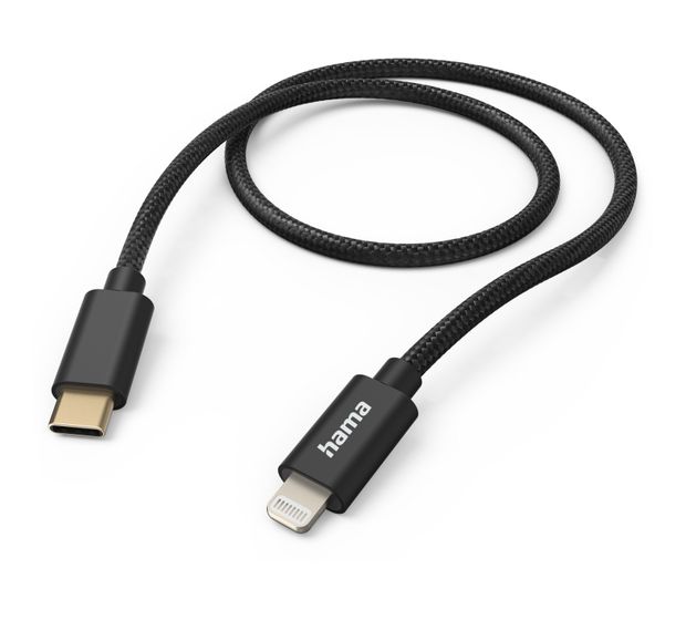 Hama 201546 Fabric Lightning auf USB C Männlich 1,5 m  (Schwarz) f&uuml;r 27,99 Euro
