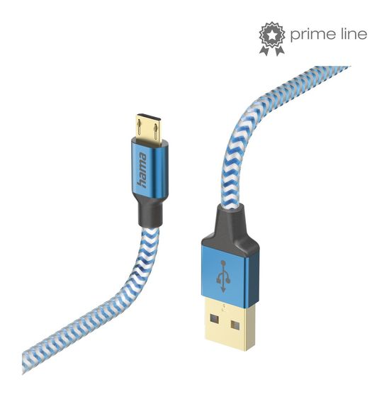 Hama 201555 Reflective 0,48 Gbit/s Stecker USB A auf Micro-USB B 1,5 m  (Blau) f&uuml;r 17,99 Euro