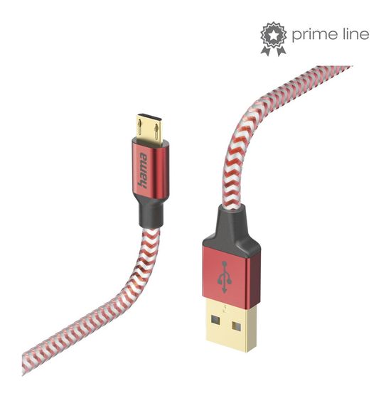 Hama 201556 Reflective 0,48 Gbit/s Stecker USB A auf Micro-USB B 1,5 m  (Rot) f&uuml;r 17,99 Euro