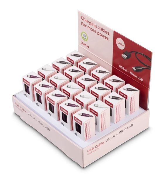 Hama 201729 0,48 Gbit/s Stecker Micro-USB B auf USB A Buchse 0,75 m  (Schwarz, Weiß) f&uuml;r 7,99 Euro