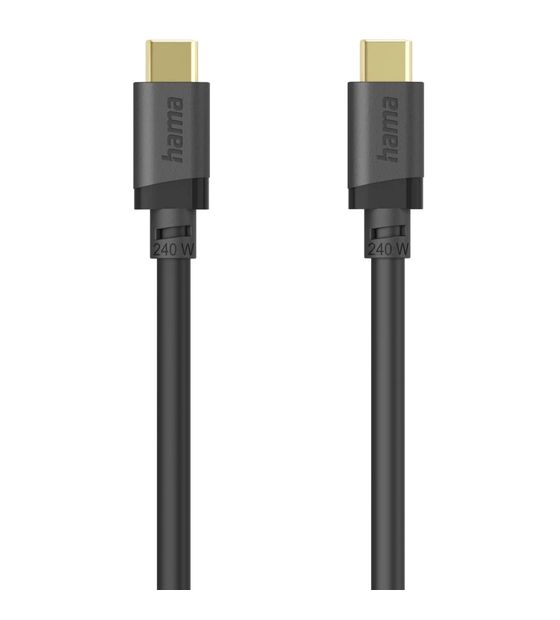 Hama 202009 5 Gbit/s Stecker Rundkabel USB C auf USB C bis 240 W 1,5 m  (Schwarz) f&uuml;r 23,99 Euro