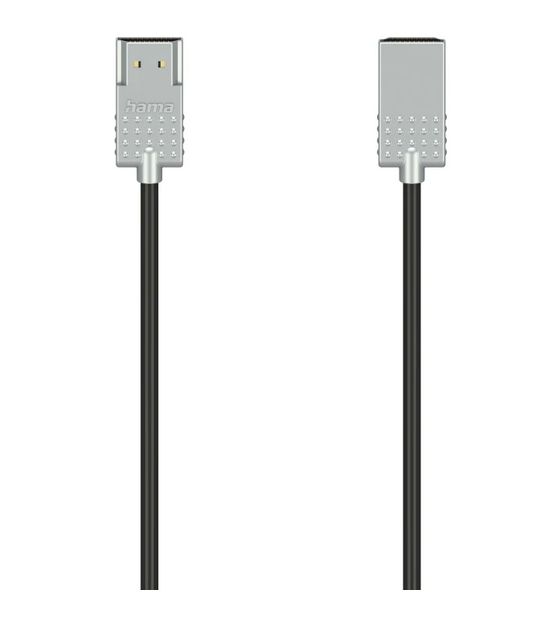 Hama 205075 Ultra-Slim 18 Gbit/s Männlich Gerade HDMI auf HDMI Typ A (Standard) 2 m  (Schwarz, Silber) f&uuml;r 23,99 Euro